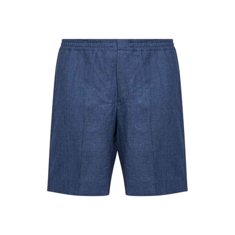 Zegna Men Navy Blue Oasi Lino Shorts